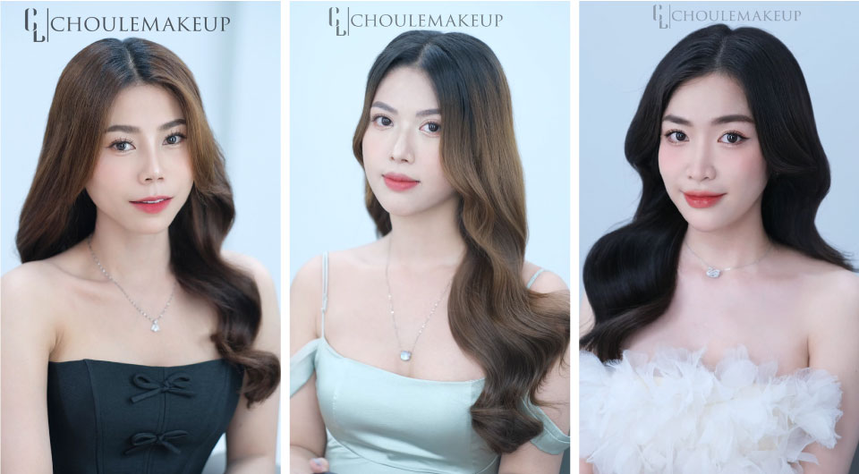 choule makeup trang điểm dự tiệc kiểu tóc đẹp tóc xõa sóng lơi