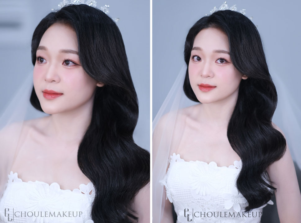 choule makeup trang điểm cô dâu bridal makeup tóc xõa vương miện