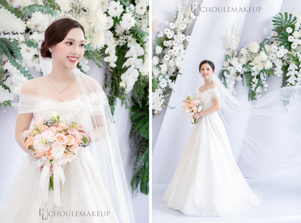 choule makeup phong cách trang điểm tone makeup bridal cô dâu peach orange