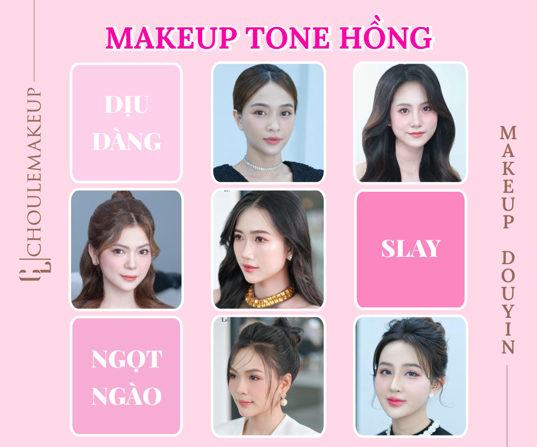 choule makeup trang điểm tone hồng makeup douyin